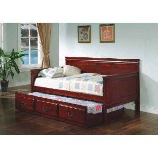 Coaster Wood Daybed With Trundle in Cherry Finish