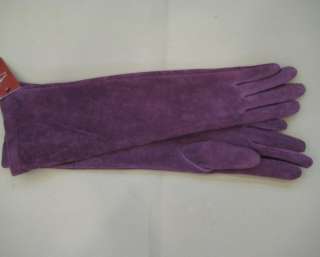 40cm(15.7) long 100% real suede leather gloves*black  