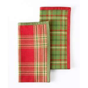   Table Linens Holiday Plaid Green 21 Square Napkins