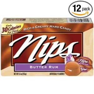 Nips Butter Rum Candy, 4 Ounce Boxes (Pack of 12)  Grocery 