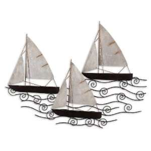Uttermost 32 Set Sail Metal Wall Rustic Bronze With Aged Ivory Sails 