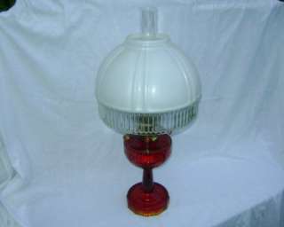 Vintage Aladdin Ruby Red Tall Lincoln Drape Oil Lamp Unburned Model B 