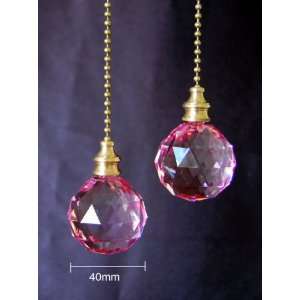  of 2 Crystal Pink Ball Ceiling Fan Part Pull Chains 