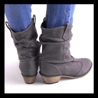 NEW GRAY WESTERN SLOUCH ANKLE BOOTS  