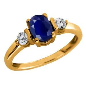  1.26 Ct Oval Blue Sapphire Gemstone Gold Plated Sterling 