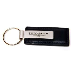  Chrysler Logo Black Leather Official Licensed Keychain Key 