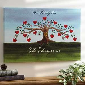  Personalized Family Tree Watercolor Canvas Art   Small