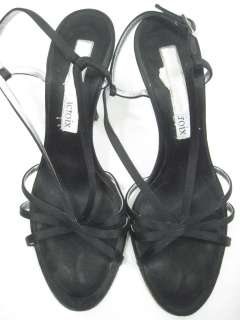 CHRISTIAN LACROIX Black Satin Strappy Heels Shoes 8.5  