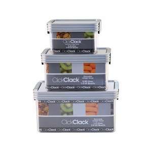 Click Clack Grey Rectangular Container Set 3 pc. 