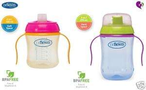 DR BROWNS SOFT HARD SPOUT TRAINING SIPPY CUP x2 xCOLOR  