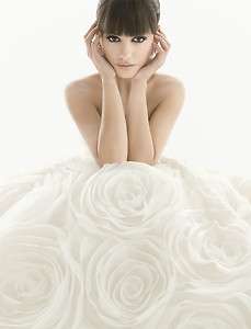 White Rose Flower Wedding Dress Quinceanera Prom Ball Gowns Size 