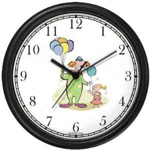  Little Girl and Clown with Balloons Wall Clock by 