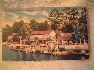   , Beautiful Lakeside park, Macon, Georgia, Vintage Post Card, Un Circ