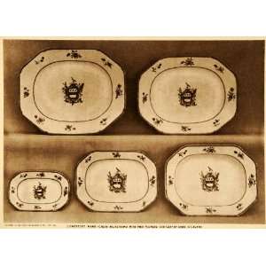 1915 Intaglio Print Lowestoft Ware Platters English Porcelain China 