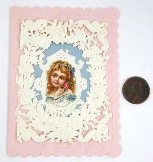 Victorian Valentine Paper Lace Die Cut Girl Pink Paper  
