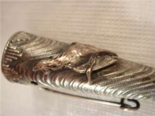 Antique Silver Repousse Boutonniere w/Pheasant Pin/Brooch Mens 