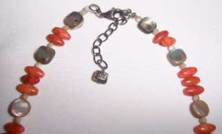 Silpada Sterling Silver Coral Abalone Pearl Necklace Bracelet Set 