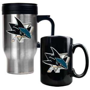  San Jose Sharks Mug Set   16 oz Travel Mug & 15 oz Ceramic 