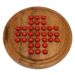  Round Peg Solitaire Solid Wood Classic Board Game Set 