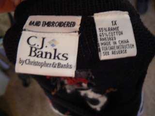 CJ BAnks black snowman Christmas cardigan sweater 1X  