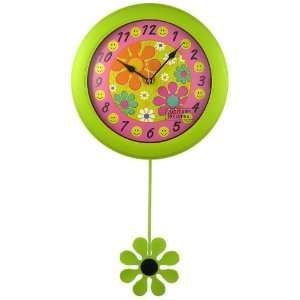  Flower Power Round Pendulum Wall Clock
