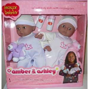  Holly Babies Amber and Ashley   Two 14 Dolls Toys 