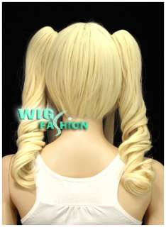 Short Light Blonde Cosplay Wig + 2 X Curly Ponytail  