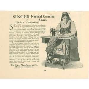 1899 Singer Sewing Machine Advertisement Woman of Wurtemburg Germany
