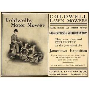 1908 Ad Coldwell Hand Lawn Mowers Horse Motor Power   Original Print 