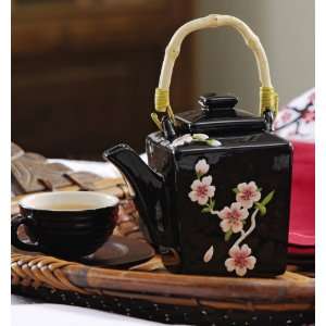 Decorative Collectible Asian Cherry Blossoms Teapot By Collections Etc