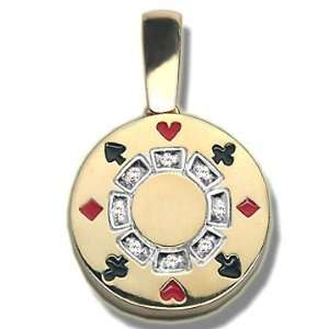  .04 ct Poker Chip Enameled Pendant Jewelry