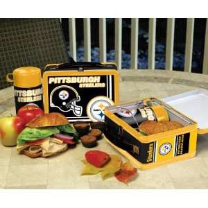 PITTSBURGH STEELERS Team Logo Tin Metal LUNCH BOX & THERMOS (7 x 8 1 