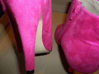 NIB New Shoedazzle Pink Beth Bootie Ankle Open Toe Boot Fuchsia Heel 