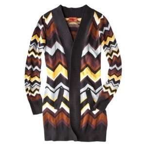  Missoni Cardigan Sweater   Brown Multicolor Zigzag Print 