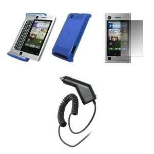 Motorola Devour A555   Premium Electric Blue Soft Silicone Gel 