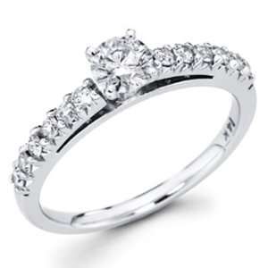White Gold Round cut Diamond Solitaire Engagement Ring Band with Side 