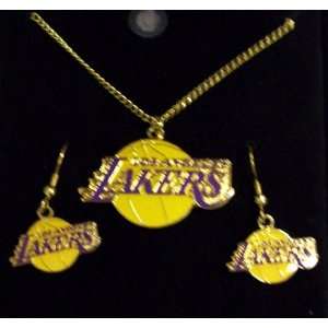   Lakers NBA Pendant w/chain & Earring Gift Set