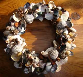    Seashell & Agate Grapevine Shell Wreath ~Handmade in Oregon, USA