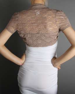 Sheer Lace Shrug Puff Sleeve Bolero Dress Cardigan 3CLR  