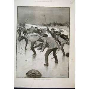    Hockey On Ice America A Shot At Goal 1898 Old Print