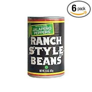 Ranch Style Beans with Sliced Jalapenos 15 oz, Pack of 6  