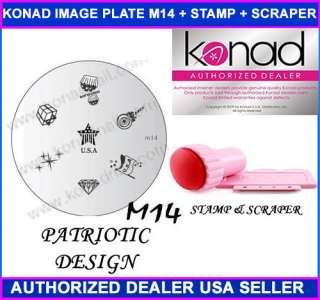 Konad Nail Art Image Plate M14 PATRIOTIC Stamp Scraper  