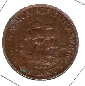 RARE VERY NICE 1927 SOUTH AFRICAN AFRICA PENNY NICE COLOR  