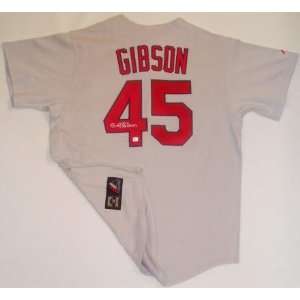 Bob Gibson Autographed Jersey   Grey Cooperown Collection 