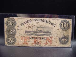 1856 Savannah Georgia Bank Of Commerce Obsolete $10.00  