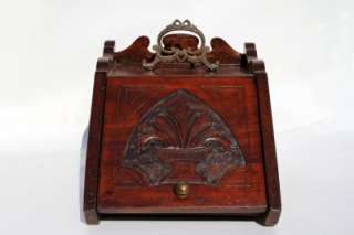 1880s Hand Carved Victorian Coal Scuttle Solid Cherry  