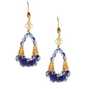 Second Glance Designs Vermeil and Sapphire Blown Glass Dangle Earrings
