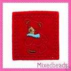 pcs Sew On Square Red Teddy Bear Felt Patch applique