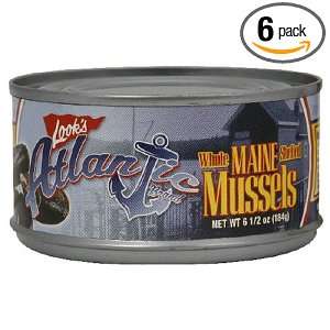 Atlantic Whole Shelled Maine Mussels, 6.5 Ounce Tins (Pack of 6 
