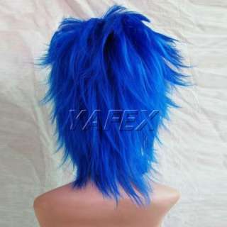 Vocaloid Kaito short blue layered cosplay Wig Wigs hair+free cap 